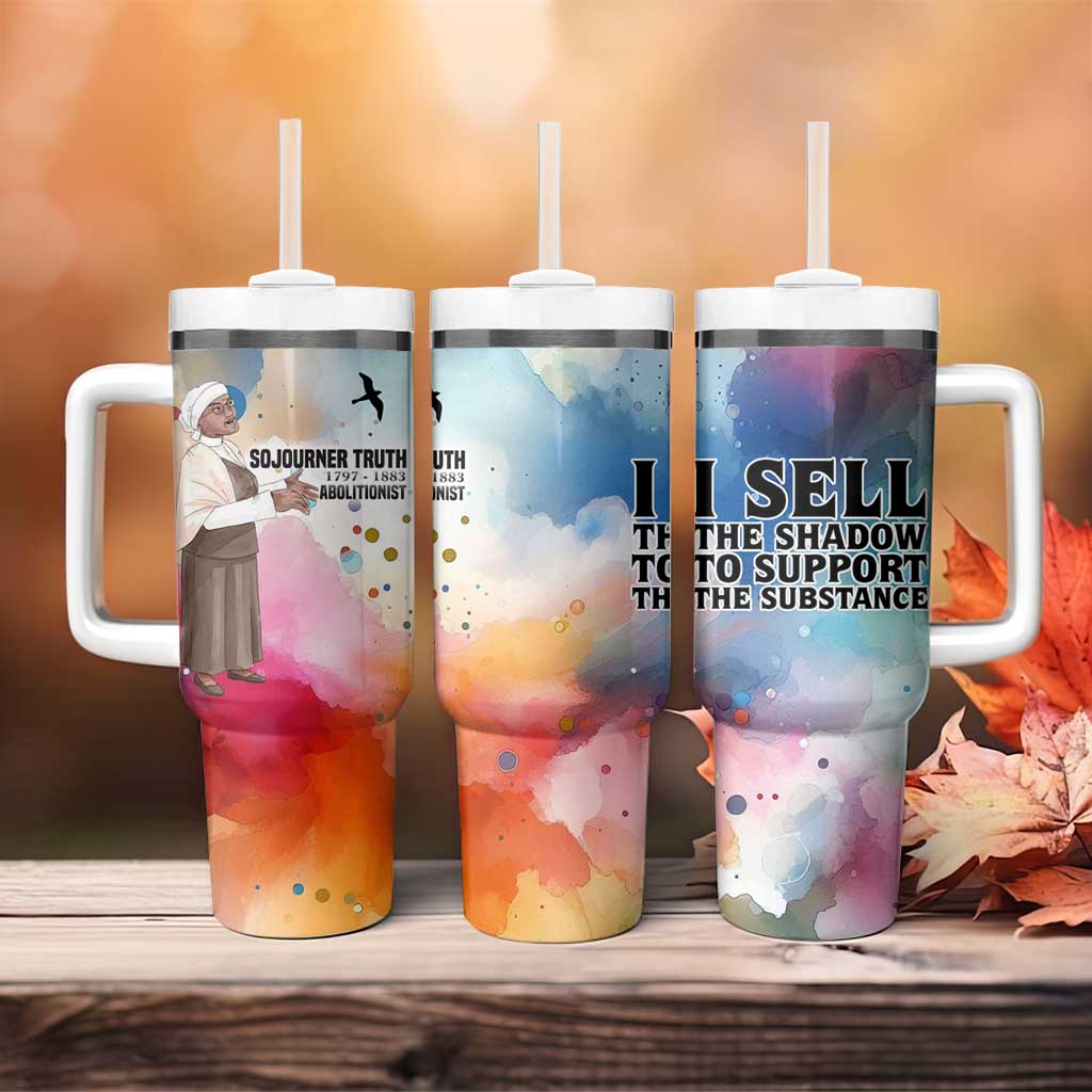 Sojourner Truth Tumbler With Handle I Sell the Shadow - Abolitionist Legacy Watercolor Design - African Pride
