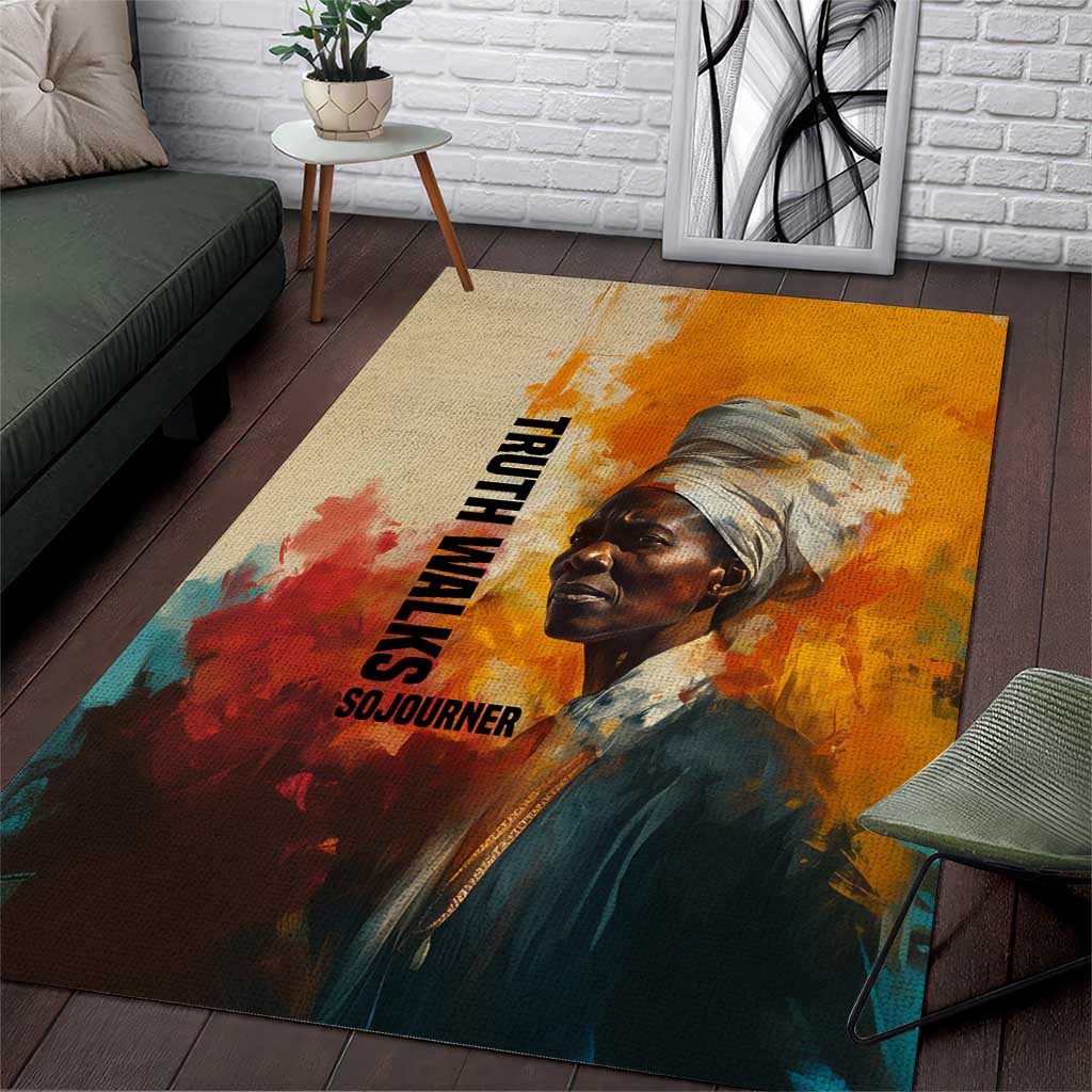 Sojourner Truth Area Rug Truth Walks - Bold Portrait and Empowerment Design - African Pride