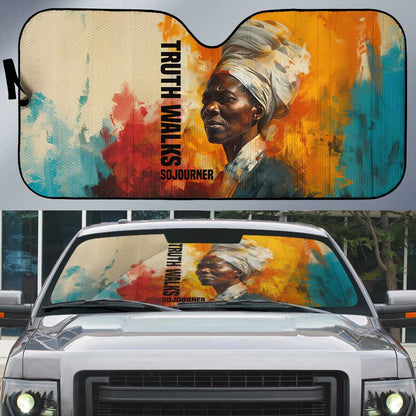 Sojourner Truth Auto Sun Shade Truth Walks - Bold Portrait and Empowerment Design - African Pride