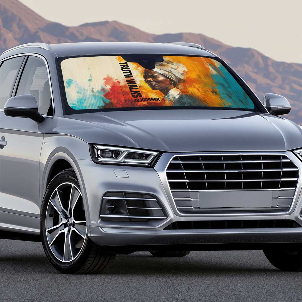 Sojourner Truth Auto Sun Shade Truth Walks - Bold Portrait and Empowerment Design - African Pride