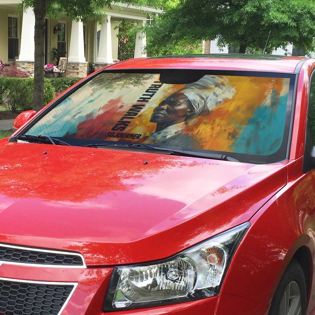 Sojourner Truth Auto Sun Shade Truth Walks - Bold Portrait and Empowerment Design - African Pride