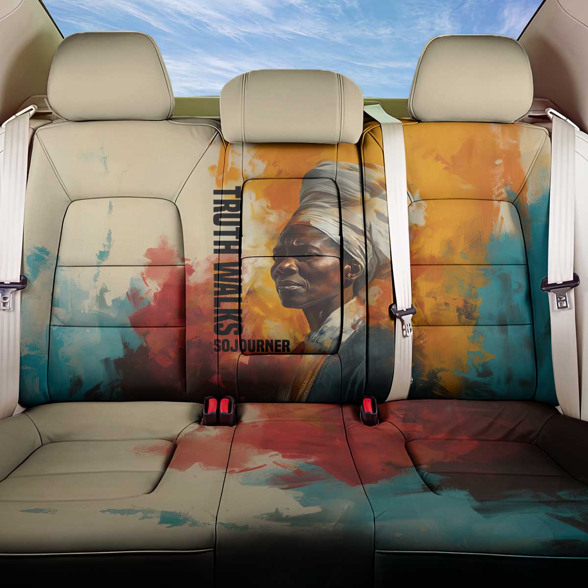 Sojourner Truth Back Car Seat Cover Truth Walks - Bold Portrait and Empowerment Design - African Pride