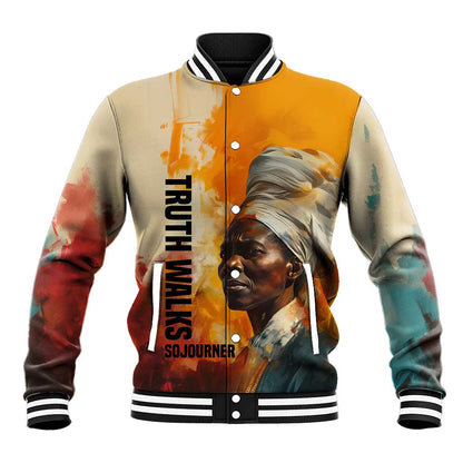 Sojourner Truth Baseball Jacket Truth Walks - Bold Portrait and Empowerment Design - African Pride