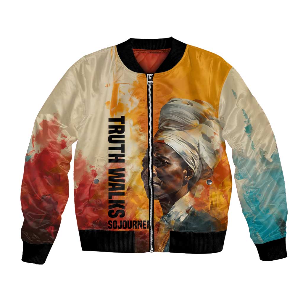 Sojourner Truth Bomber Jacket Truth Walks - Bold Portrait and Empowerment Design - African Pride