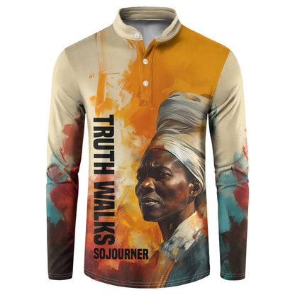 Sojourner Truth Button Sweatshirt Truth Walks - Bold Portrait and Empowerment Design