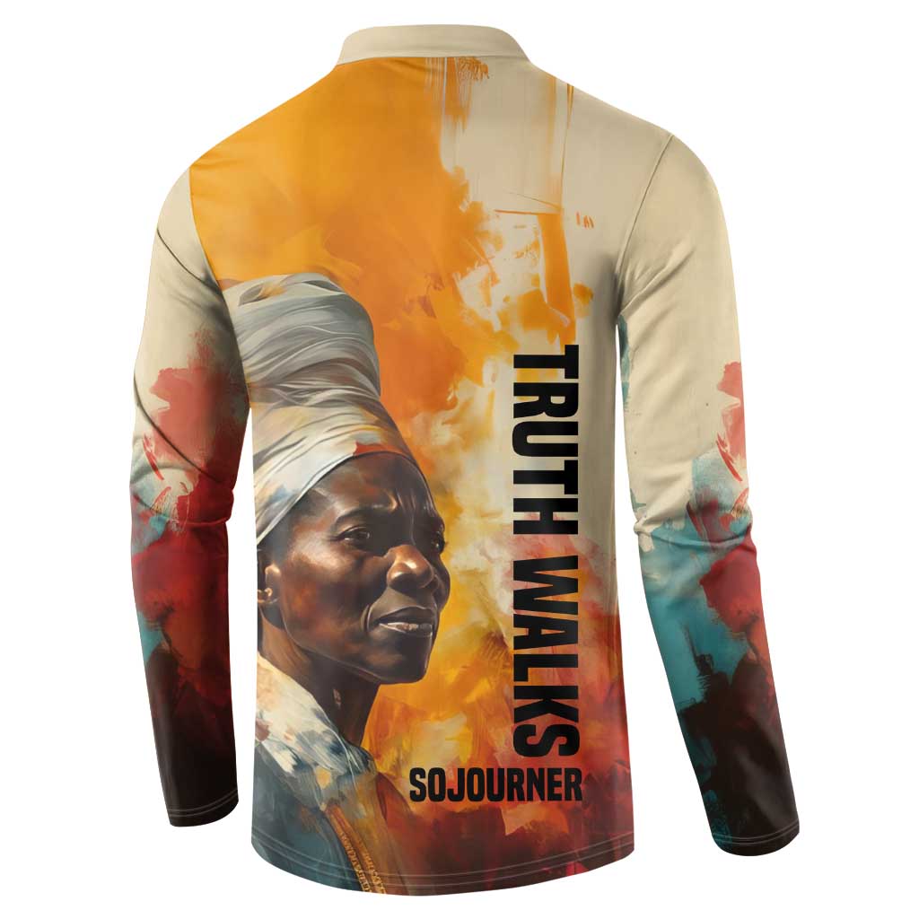 Sojourner Truth Button Sweatshirt Truth Walks - Bold Portrait and Empowerment Design