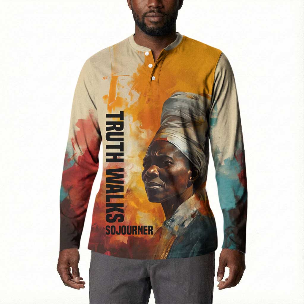 Sojourner Truth Button Sweatshirt Truth Walks - Bold Portrait and Empowerment Design