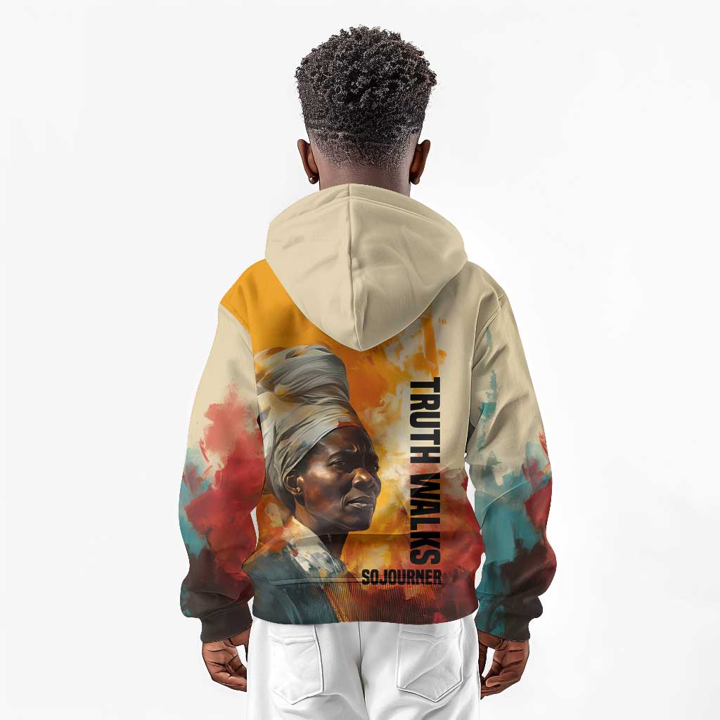 Sojourner Truth Kid Hoodie Truth Walks - Bold Portrait and Empowerment Design - African Pride