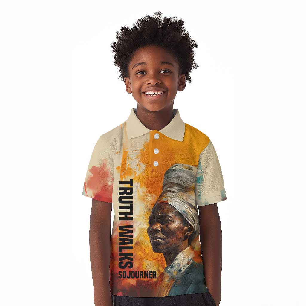 Sojourner Truth Kid Polo Shirt Truth Walks - Bold Portrait and Empowerment Design TS04