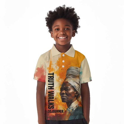 Sojourner Truth Kid Polo Shirt Truth Walks - Bold Portrait and Empowerment Design TS04