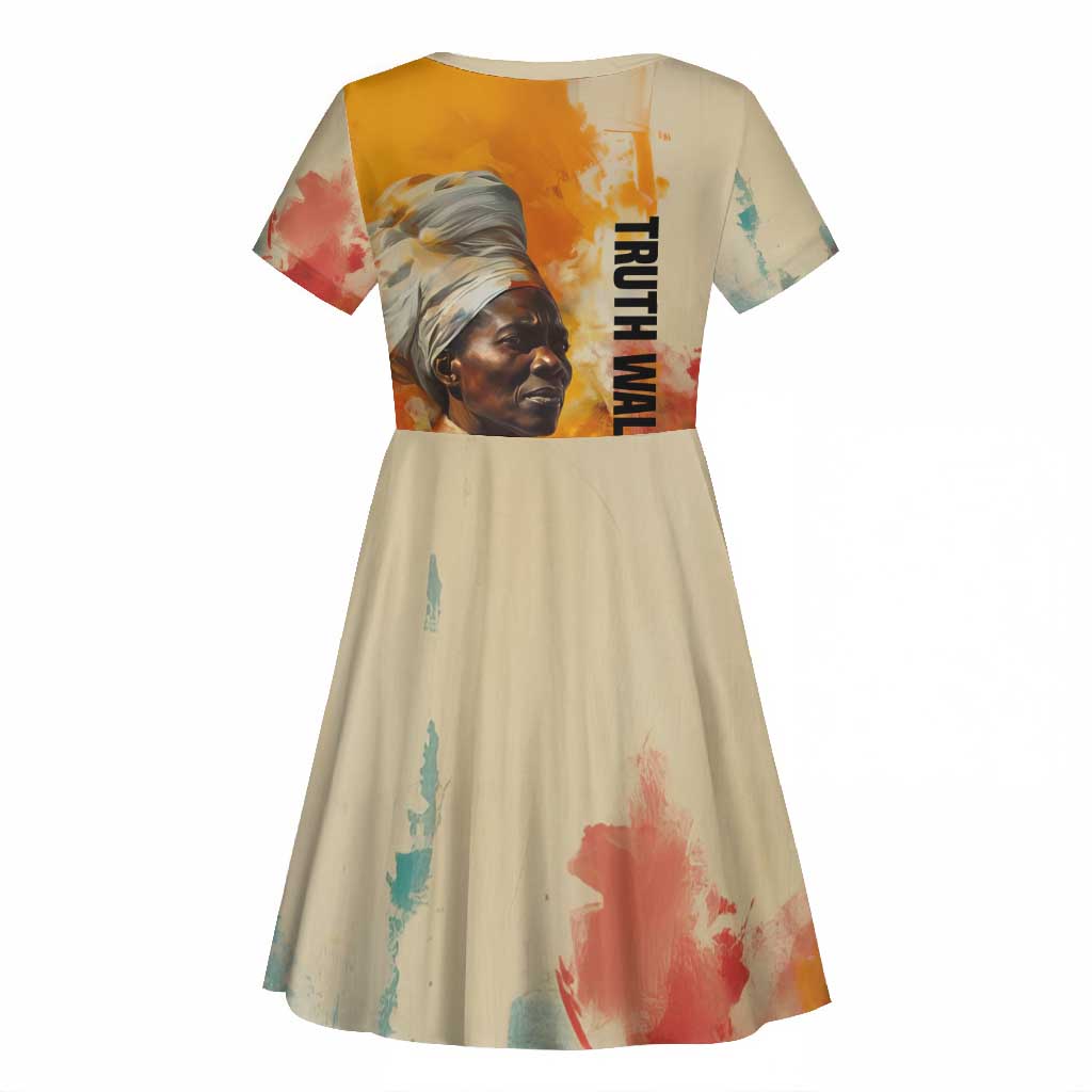 Sojourner Truth Kid Short Sleeve Dress Truth Walks - Bold Portrait and Empowerment Design TS04