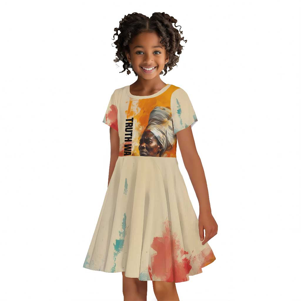 Sojourner Truth Kid Short Sleeve Dress Truth Walks - Bold Portrait and Empowerment Design TS04