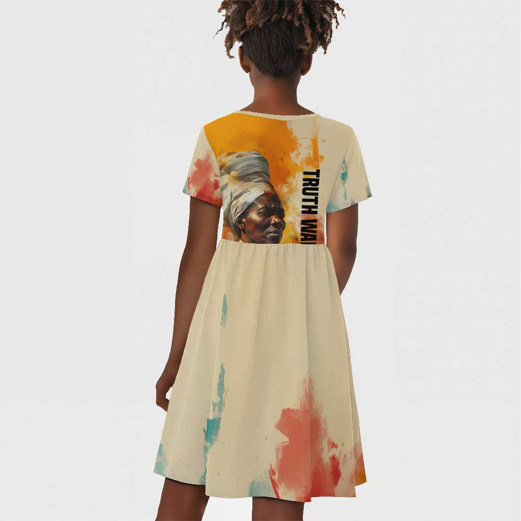 Sojourner Truth Kid Short Sleeve Dress Truth Walks - Bold Portrait and Empowerment Design TS04