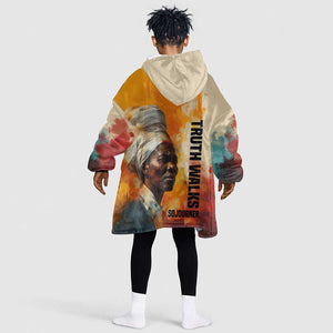 Sojourner Truth Kid Wearable Blanket Hoodie Truth Walks - Bold Portrait and Empowerment Design - African Pride