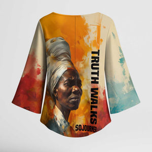 Sojourner Truth Kimono Sleeve Blouse Truth Walks - Bold Portrait and Empowerment Design - African Pride