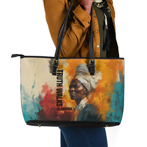 Sojourner Truth Leather Tote Bag Truth Walks - Bold Portrait and Empowerment Design - African Pride