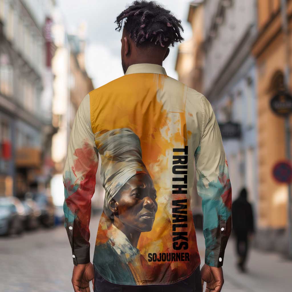 Sojourner Truth Long Sleeve Button Shirt Truth Walks - Bold Portrait and Empowerment Design - African Pride