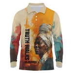 Sojourner Truth Long Sleeve Polo Shirt Truth Walks - Bold Portrait and Empowerment Design - African Pride
