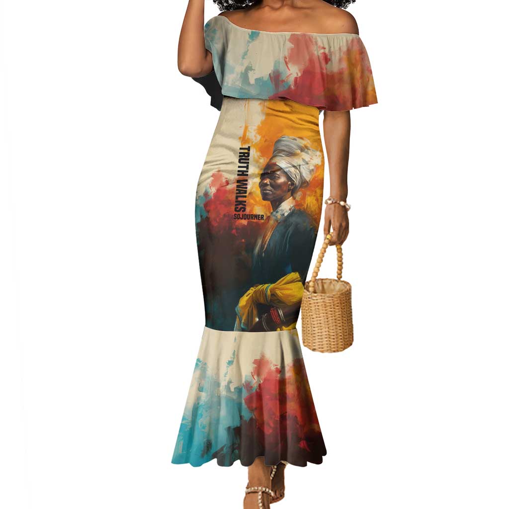 Sojourner Truth Mermaid Dress Truth Walks - Bold Portrait and Empowerment Design TS04