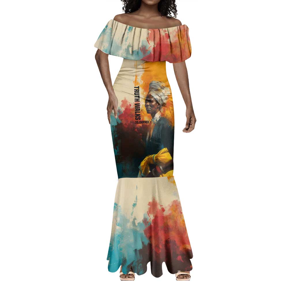 Sojourner Truth Mermaid Dress Truth Walks - Bold Portrait and Empowerment Design TS04