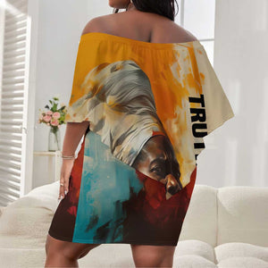 Sojourner Truth Off Shoulder Short Dress Truth Walks - Bold Portrait and Empowerment Design - African Pride
