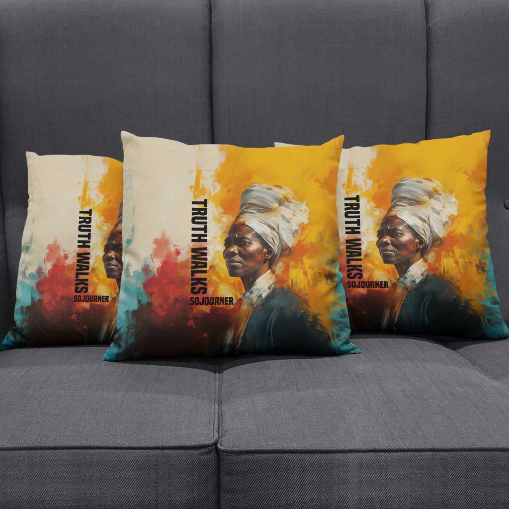 Sojourner Truth Pillow Cover Truth Walks - Bold Portrait and Empowerment Design - African Pride