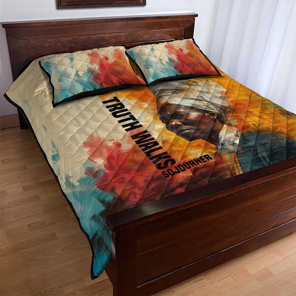 Sojourner Truth Quilt Bed Set Truth Walks - Bold Portrait and Empowerment Design - African Pride