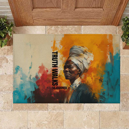 Sojourner Truth Rubber Doormat Truth Walks - Bold Portrait and Empowerment Design - African Pride