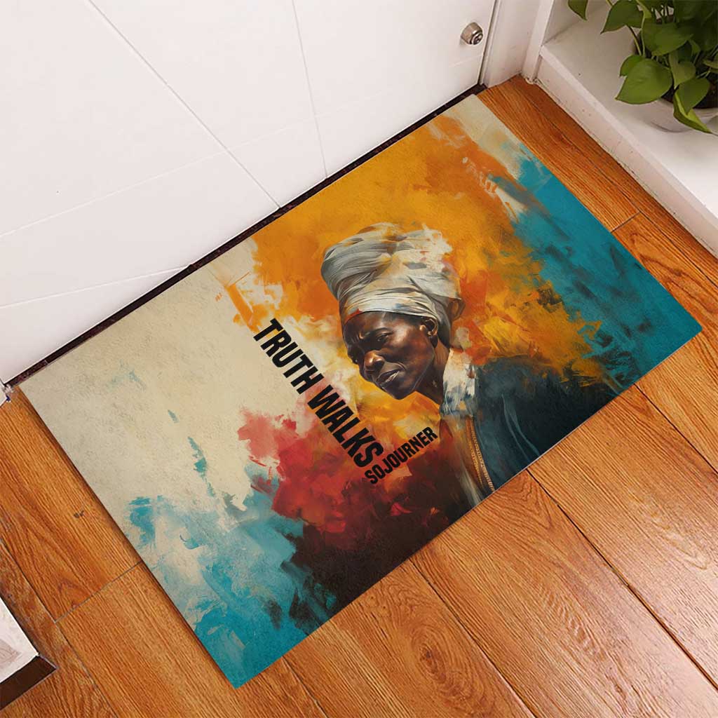 Sojourner Truth Rubber Doormat Truth Walks - Bold Portrait and Empowerment Design - African Pride