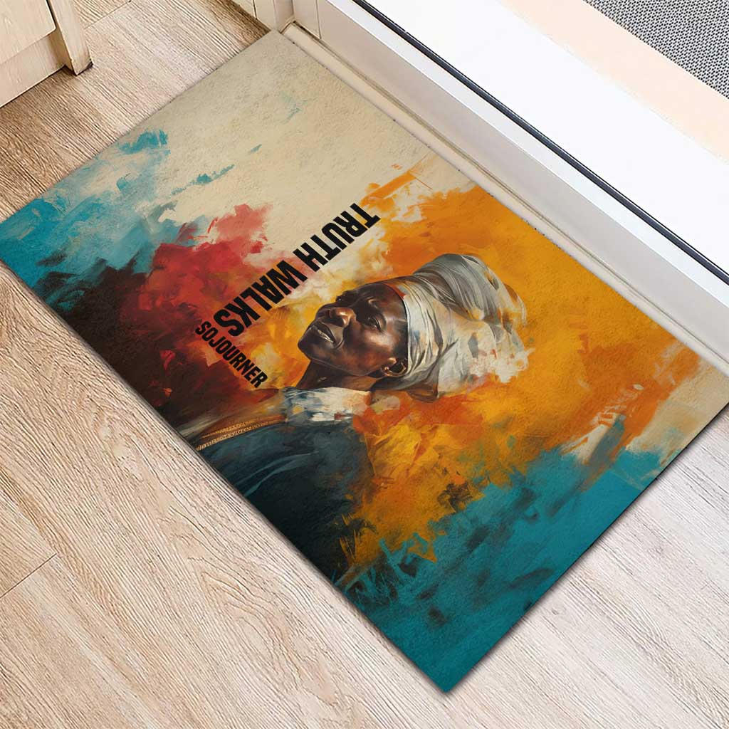 Sojourner Truth Rubber Doormat Truth Walks - Bold Portrait and Empowerment Design - African Pride