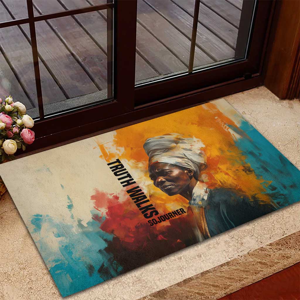 Sojourner Truth Rubber Doormat Truth Walks - Bold Portrait and Empowerment Design - African Pride