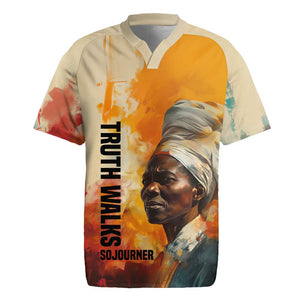 Sojourner Truth Rugby Jersey Truth Walks - Bold Portrait and Empowerment Design TS04