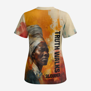 Sojourner Truth Scrub Top Truth Walks - Bold Portrait and Empowerment Design - African Pride