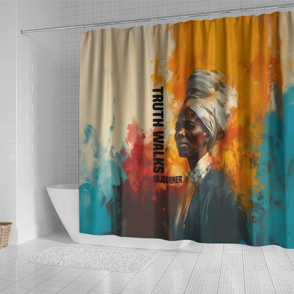 Sojourner Truth Shower Curtain Truth Walks - Bold Portrait and Empowerment Design - African Pride