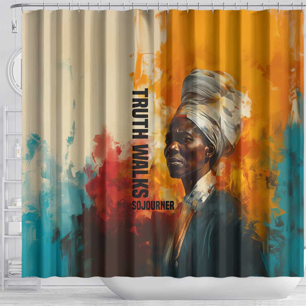 Sojourner Truth Shower Curtain Truth Walks - Bold Portrait and Empowerment Design - African Pride
