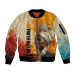 Sojourner Truth Sleeve Zip Bomber Jacket Truth Walks - Bold Portrait and Empowerment Design - African Pride