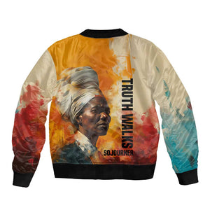 Sojourner Truth Sleeve Zip Bomber Jacket Truth Walks - Bold Portrait and Empowerment Design - African Pride