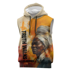 Sojourner Truth Sleeveless Hoodie Truth Walks - Bold Portrait and Empowerment Design - African Pride