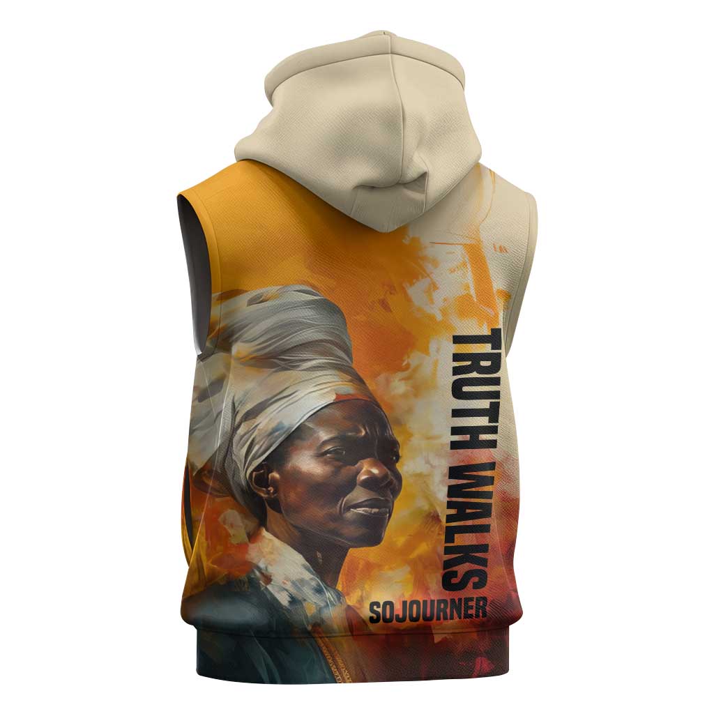 Sojourner Truth Sleeveless Hoodie Truth Walks - Bold Portrait and Empowerment Design - African Pride