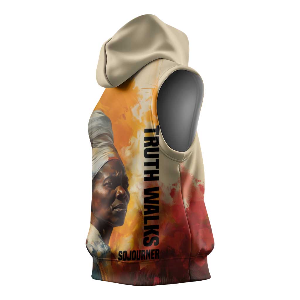 Sojourner Truth Sleeveless Hoodie Truth Walks - Bold Portrait and Empowerment Design - African Pride