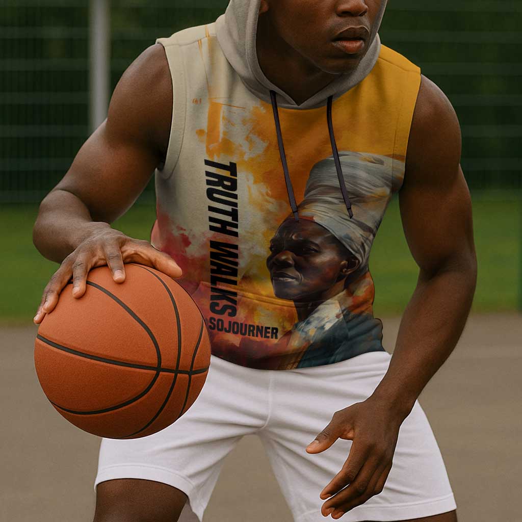 Sojourner Truth Sleeveless Hoodie Truth Walks - Bold Portrait and Empowerment Design - African Pride