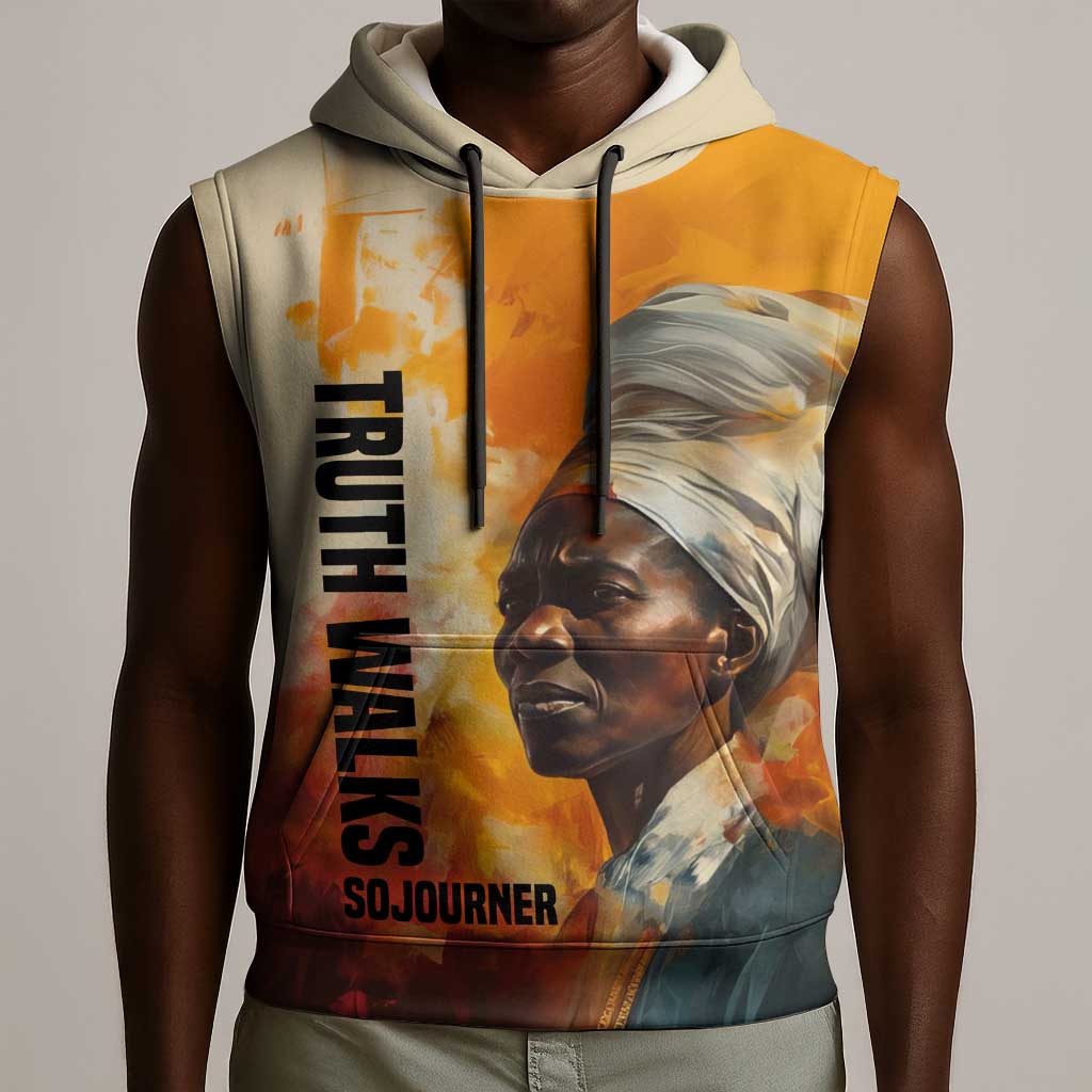Sojourner Truth Sleeveless Hoodie Truth Walks - Bold Portrait and Empowerment Design - African Pride