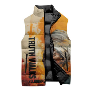 Sojourner Truth Sleeveless Puffer Jacket Truth Walks - Bold Portrait and Empowerment Design - African Pride