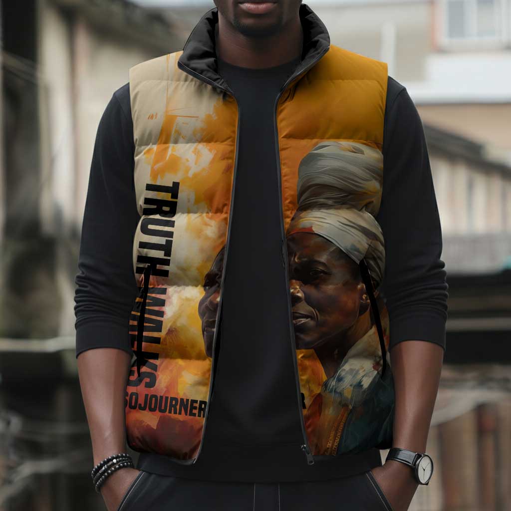 Sojourner Truth Sleeveless Puffer Jacket Truth Walks - Bold Portrait and Empowerment Design - African Pride