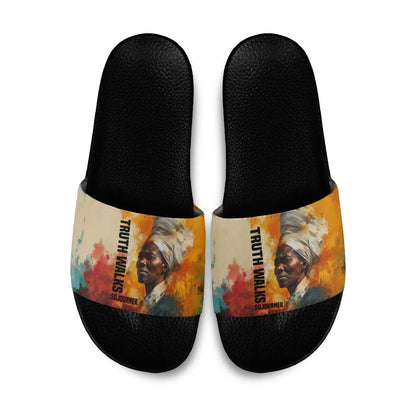 Sojourner Truth Slide Sandals Truth Walks - Bold Portrait and Empowerment Design - African Pride