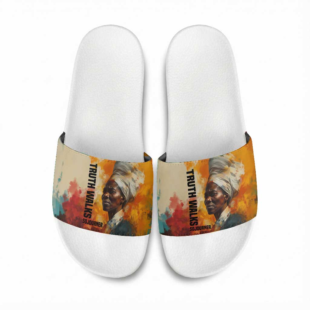 Sojourner Truth Slide Sandals Truth Walks - Bold Portrait and Empowerment Design - African Pride