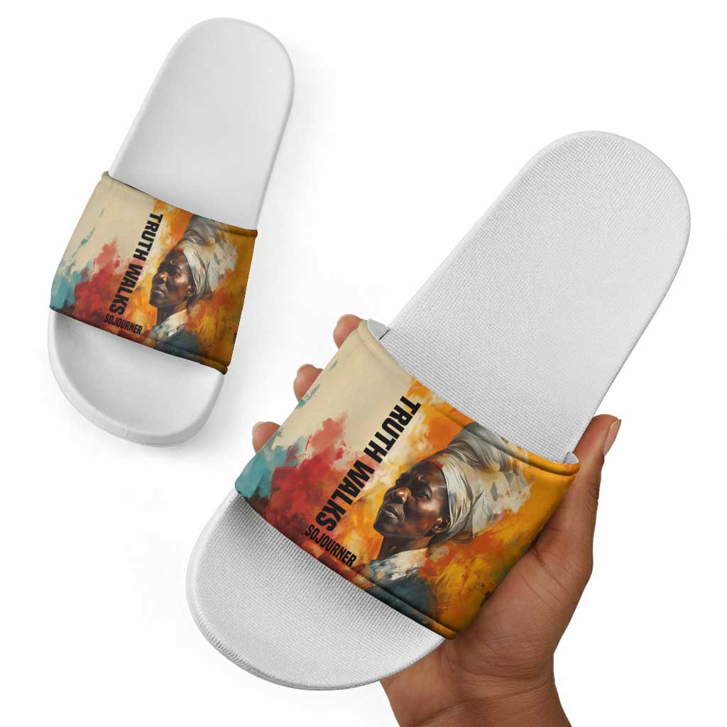 Sojourner Truth Slide Sandals Truth Walks - Bold Portrait and Empowerment Design - African Pride