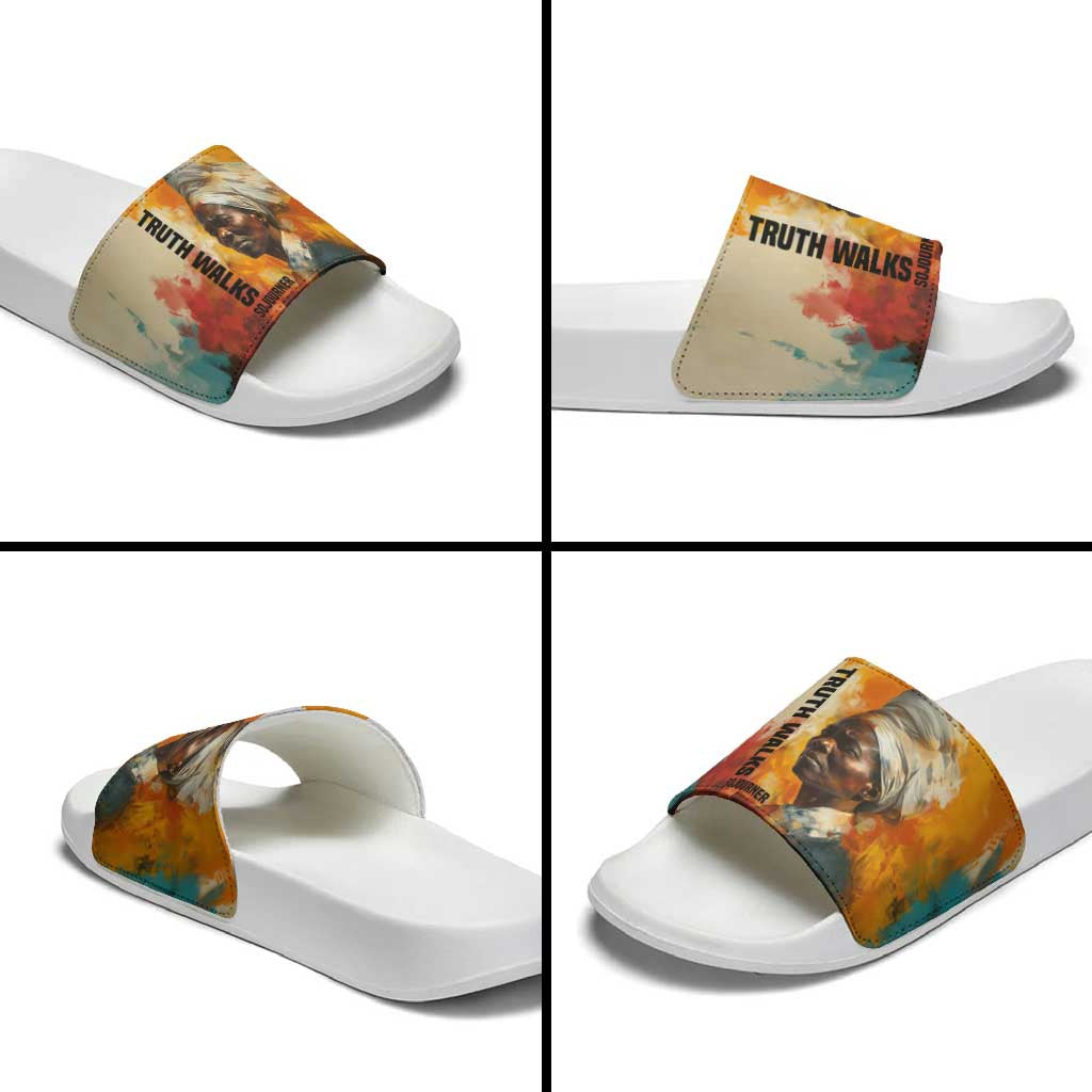 Sojourner Truth Slide Sandals Truth Walks - Bold Portrait and Empowerment Design - African Pride