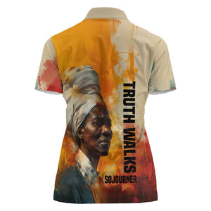 Sojourner Truth Women Polo Shirt Truth Walks - Bold Portrait and Empowerment Design TS04