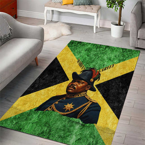 Marcus Garvey Area Rug Jamaican Flag Theme African Fist Civil Rights Symbol Pan African Tribute Design - African Pride